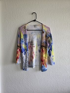Alberto Makali Multicolor Floral Open-Front Cardigan